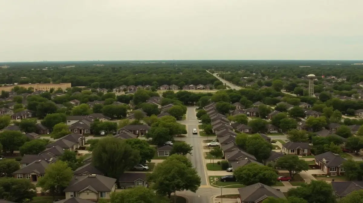 Aerial view of an Oklahoma City metro residential neighborhood grid