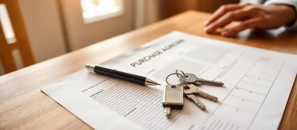 Signing a cash purchase agreement with house keys on a kitchen table for an Oklahoma City metro home
